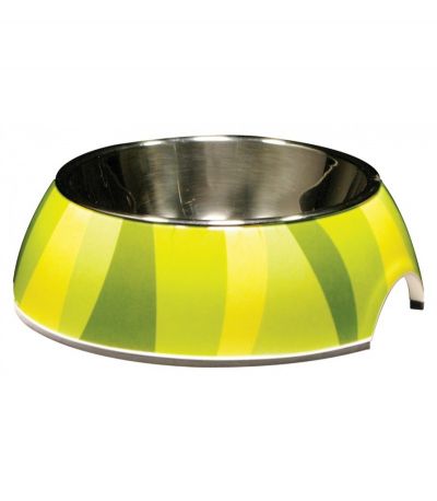 54526 Catit 2 In 1 Style Bowl with Stainless Steel Insert Extra Small 160ml Green Zebra